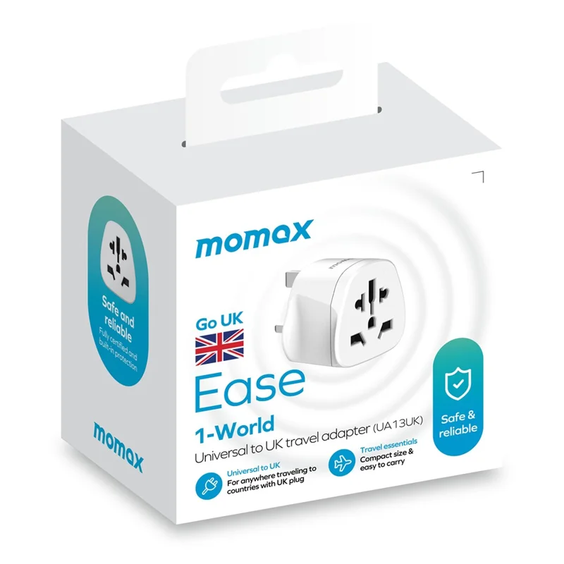 MOMAX 1-World 2500W Global Travel Adapter Universal Power Converter - UK Plug / White