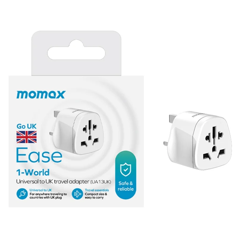 MOMAX 1-World 2500W Global Travel Adapter Universal Power Converter - UK Plug / White