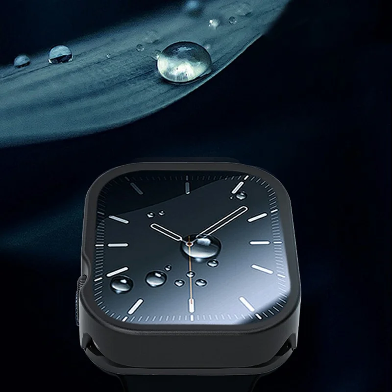 Para Apple Watch Series 10 46mm Capa Metálica com Película de Vidro, Capa Protetora para Smartwatch - Preto