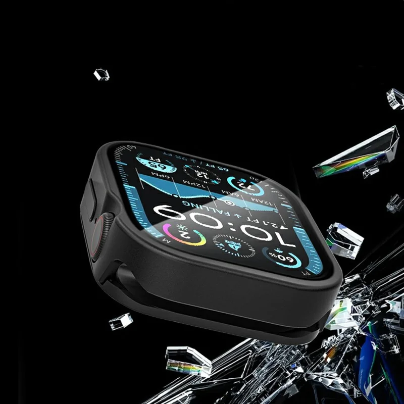Para Apple Watch Series 10 46mm Capa Metálica com Película de Vidro, Capa Protetora para Smartwatch - Preto