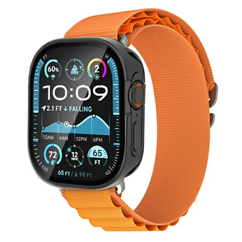 Für Apple Watch Ultra 49mm Metallgehäuse mit Glasfolie, Smartwatch Schutzhülle - Schwarz