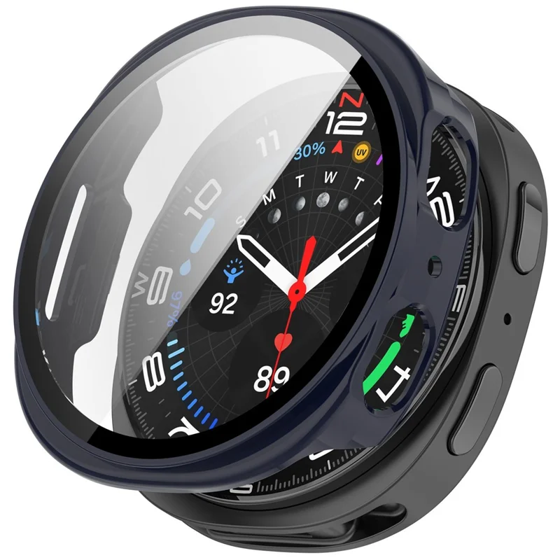 For Samsung Galaxy Watch8 40mm Hard PC Watch Protective Case with Tempered Glass Film - Blue