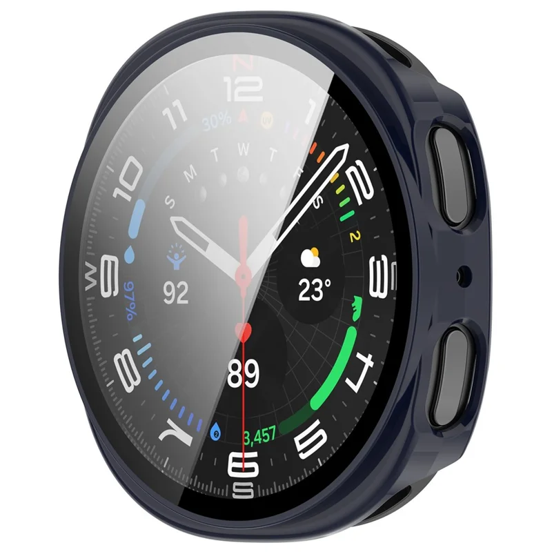 For Samsung Galaxy Watch8 40mm Hard PC Watch Protective Case with Tempered Glass Film - Blue