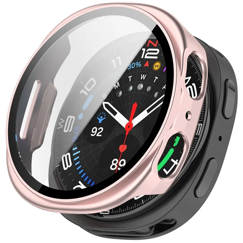 Für Samsung Galaxy Watch8 44mm Harte PC Schutzhülle mit Panzerglas - Matt Rosa