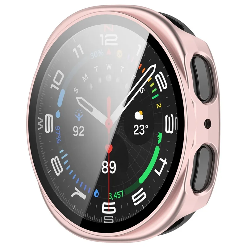 Für Samsung Galaxy Watch8 44mm Harte PC Schutzhülle mit Panzerglas - Matt Rosa