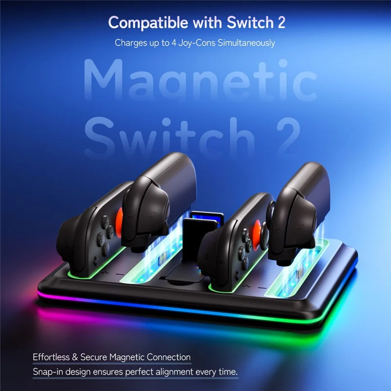 Z31 For Nintendo Switch 2 Controller Charging Dock Station Game Console Joy-Con Charger Stand with Game Card Slot, RGB Lights