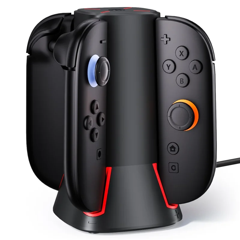 Stazione di ricarica per 2 controller per Nintendo Switch Caricatore Joy-Con con luci RGB