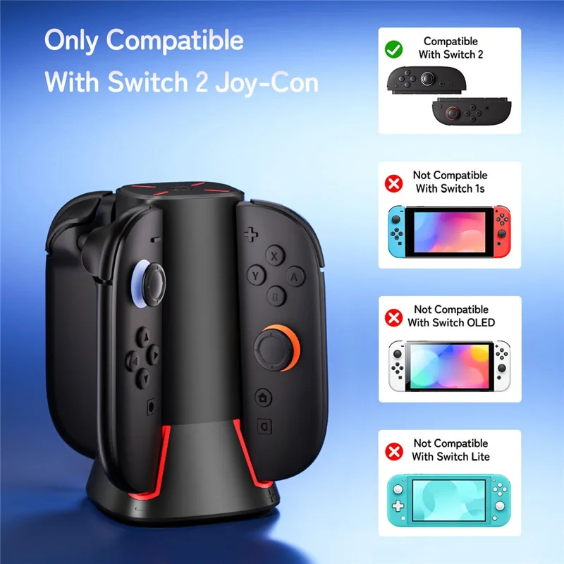 Stazione di ricarica per 2 controller per Nintendo Switch Caricatore Joy-Con con luci RGB