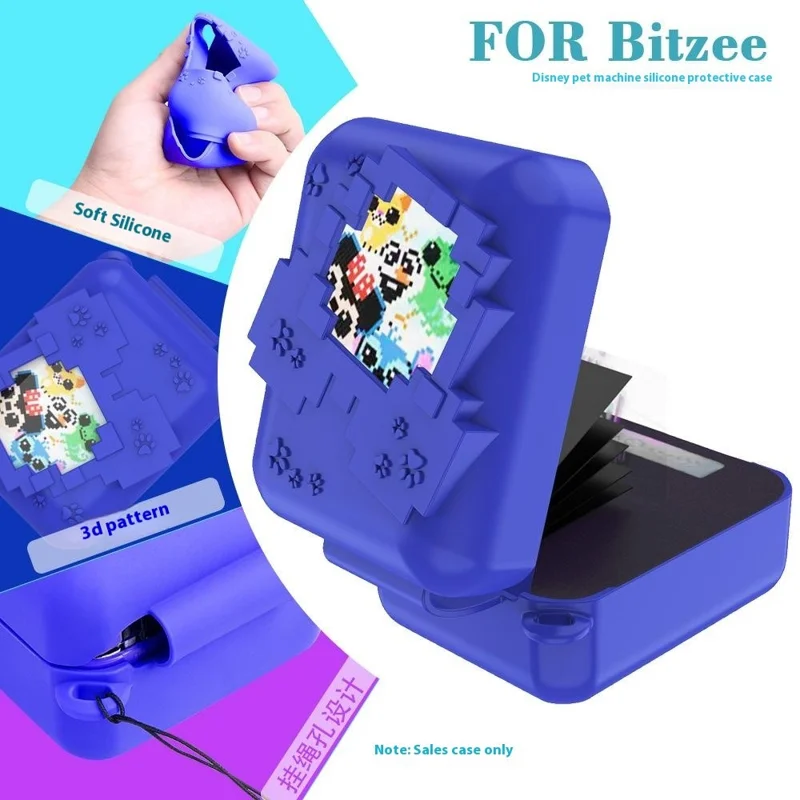 For Bitzee Gen2 Virtual Pet Machine Silicone Case Protective Cover with Lanyard - Blue