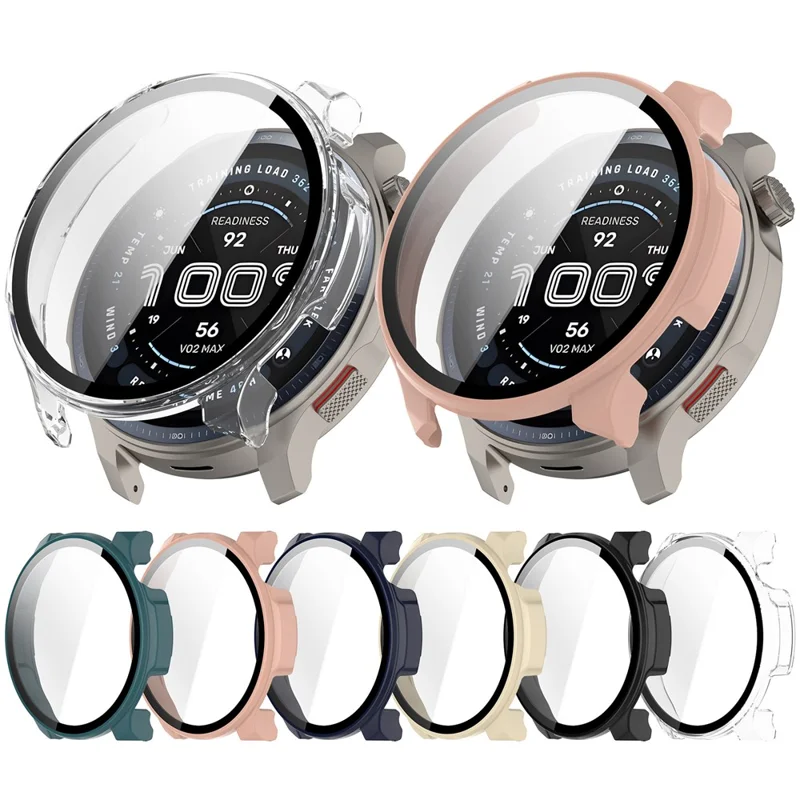 For Huami Amazfit Balance 2 (A2429) Hard PC Watch Protective Case with Tempered Glass Film - Ivory White