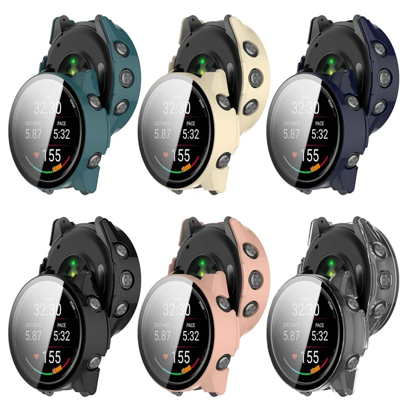 Pour Garmin Forerunner 970 Étui de Protection Rigide en PC avec Film de Verre Trempé - Noir