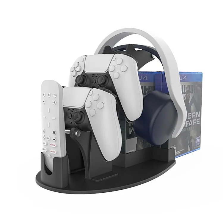 JYS-P5128 Porte-contrôleur à Double Jeu Pour Nintendo Switch Pro PS5 PS4 Xbox Series S X One Headphone Stand Game Disc Rack - le Noir