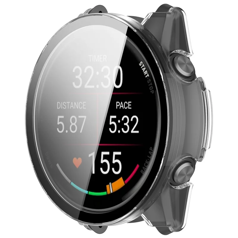 For Garmin Forerunner 970 Case Hard PC All-Around Watch Cover with Tempered Glass Film - Transparent