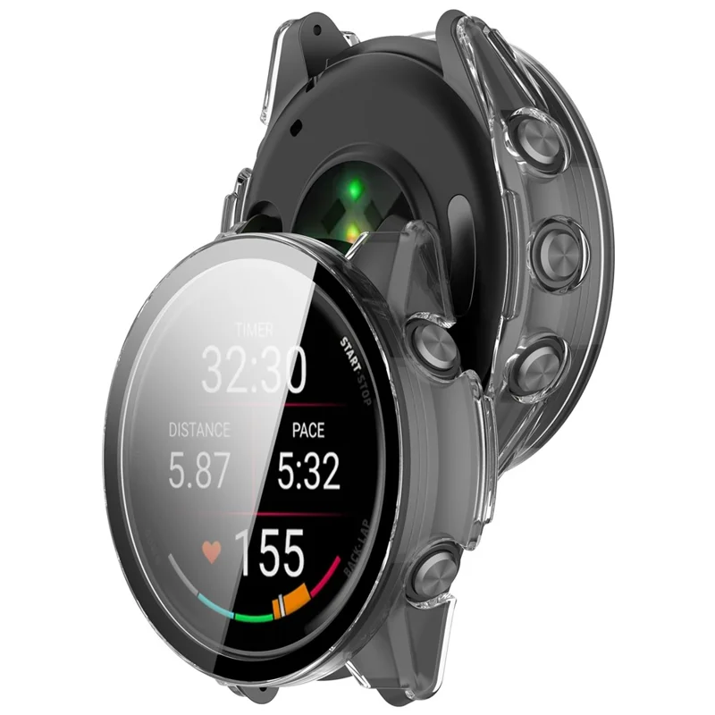 For Garmin Forerunner 970 Case Hard PC All-Around Watch Cover with Tempered Glass Film - Transparent