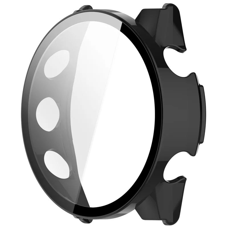 For Garmin Forerunner 570 47mm Case Hard PC All-Around Watch Cover with Tempered Glass Film - Black