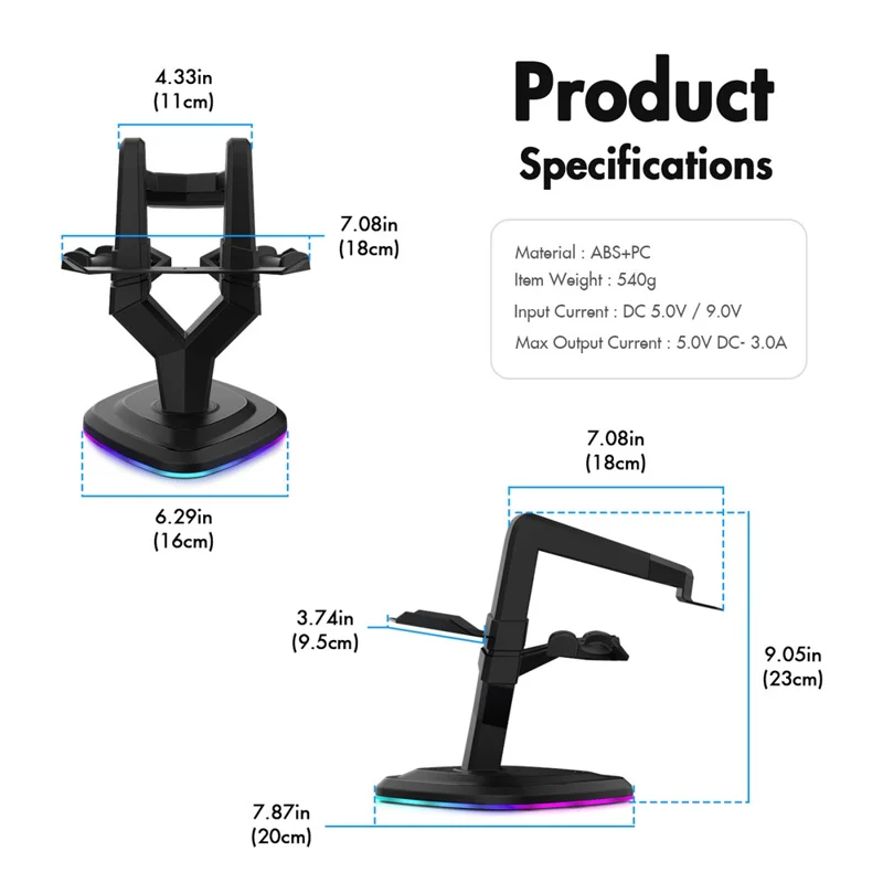 AMVR CCP1 Charging Stand for Meta Quest 3S / Quest 3 / Quest 2 VR Headset Charger with RGB Ambient Light