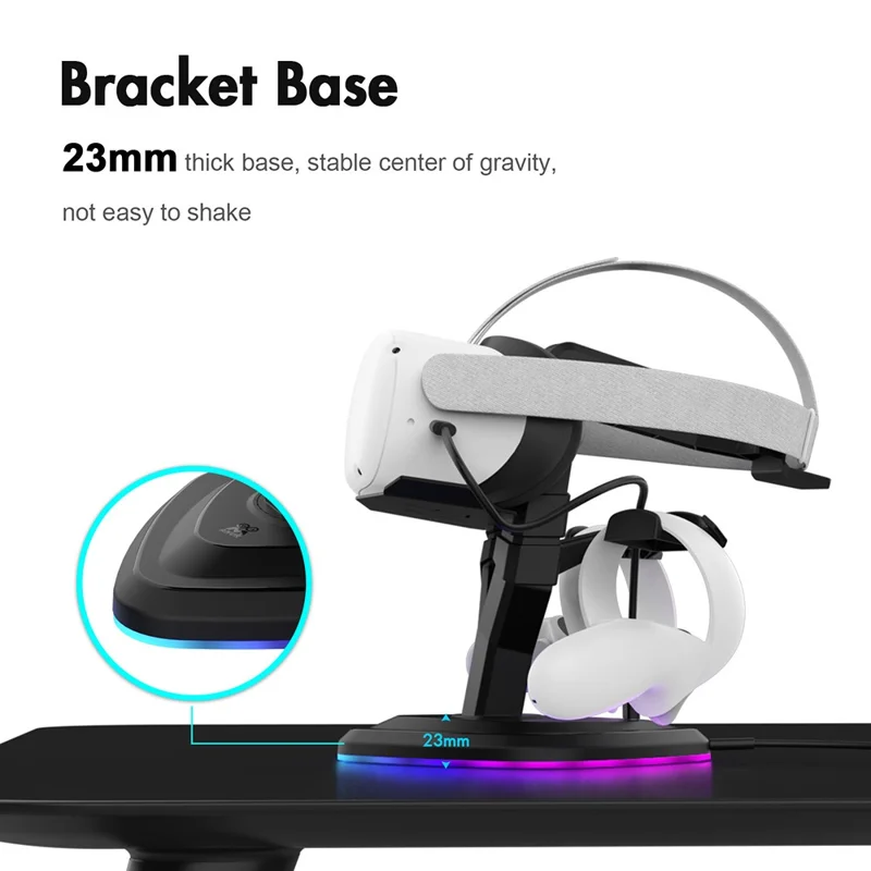AMVR CCP1 Charging Stand for Meta Quest 3S / Quest 3 / Quest 2 VR Headset Charger with RGB Ambient Light