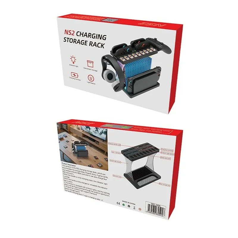 HBS-2806 For Nintendo Switch 2 Console Storage Rack Joy-Con Controller Charging Station Headset Holder Game Card Organizer