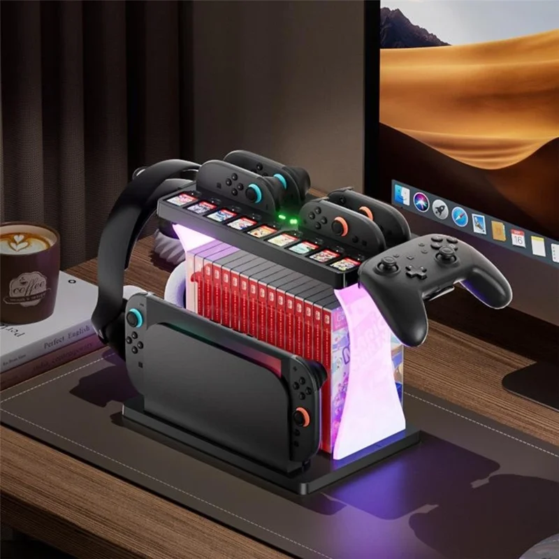 HBS-2806 For Nintendo Switch 2 Console Storage Rack Joy-Con Controller Charging Station Headset Holder Game Card Organizer