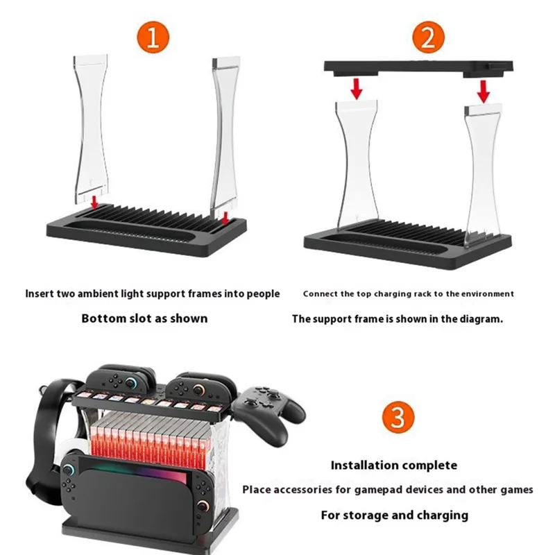 HBS-2806 For Nintendo Switch 2 Console Storage Rack Joy-Con Controller Charging Station Headset Holder Game Card Organizer