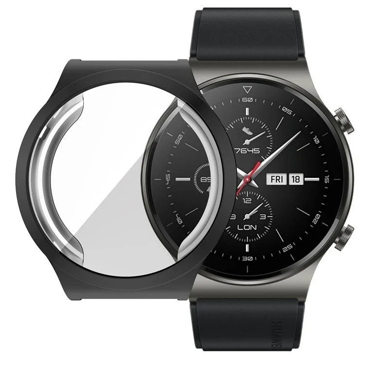 TPU Full Coverage Electroplating Protective Shell Case Cover for Huawei Watch GT 2 Pro - Black