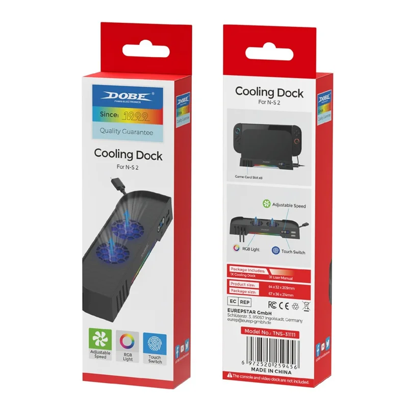 DOBE TNS-31111 For Nintendo Switch 2 Heat Dissipation Dual Fan Cooling Stand with RGB Light