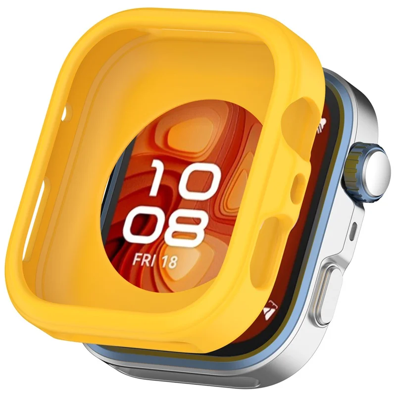 Für Huawei Watch Fit 4 Gehäuse Weiche Silikon Aushöhlung Uhrenrahmen Schutzhülle - Gelb