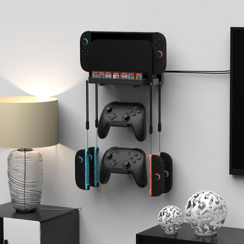 DOBE TNS-31113 Wandhalterung für Nintendo Switch 2 / Switch / OLED Spielcontroller-Halter mit Spielkartenaufbewahrung