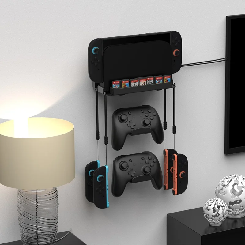 DOBE TNS-31113 Wandhalterung für Nintendo Switch 2 / Switch / OLED Spielcontroller-Halter mit Spielkartenaufbewahrung