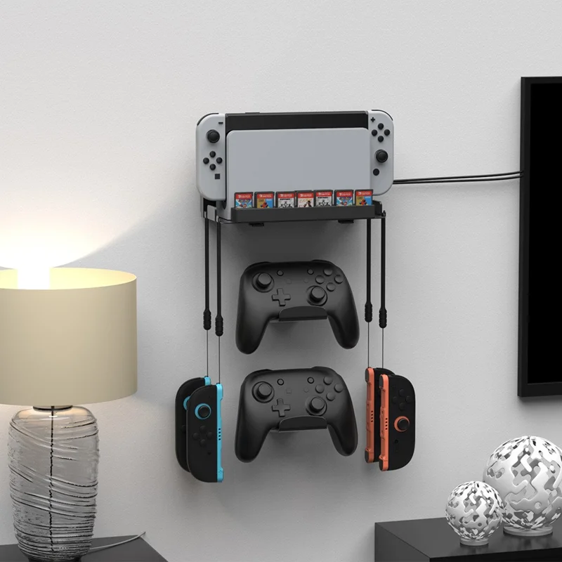 DOBE TNS-31113 Wandhalterung für Nintendo Switch 2 / Switch / OLED Spielcontroller-Halter mit Spielkartenaufbewahrung