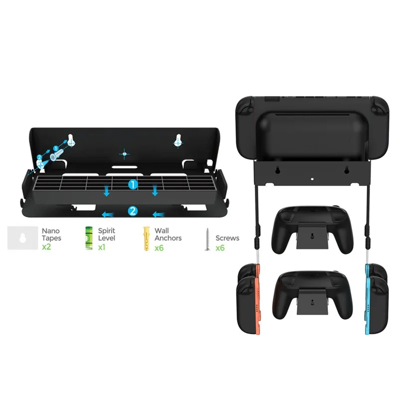 DOBE TNS-31113 Wandhalterung für Nintendo Switch 2 / Switch / OLED Spielcontroller-Halter mit Spielkartenaufbewahrung