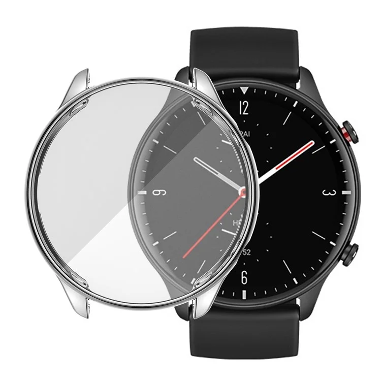 TPU Soft TPU Eletroplacado Anti-arranhão Smart Watch Frame Caso Caso Para Huami Amazfit GTR2 - Prata