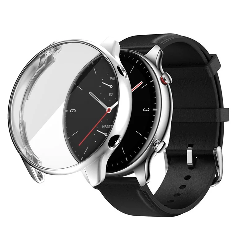 TPU Soft TPU Eletroplacado Anti-arranhão Smart Watch Frame Caso Caso Para Huami Amazfit GTR2 - Prata