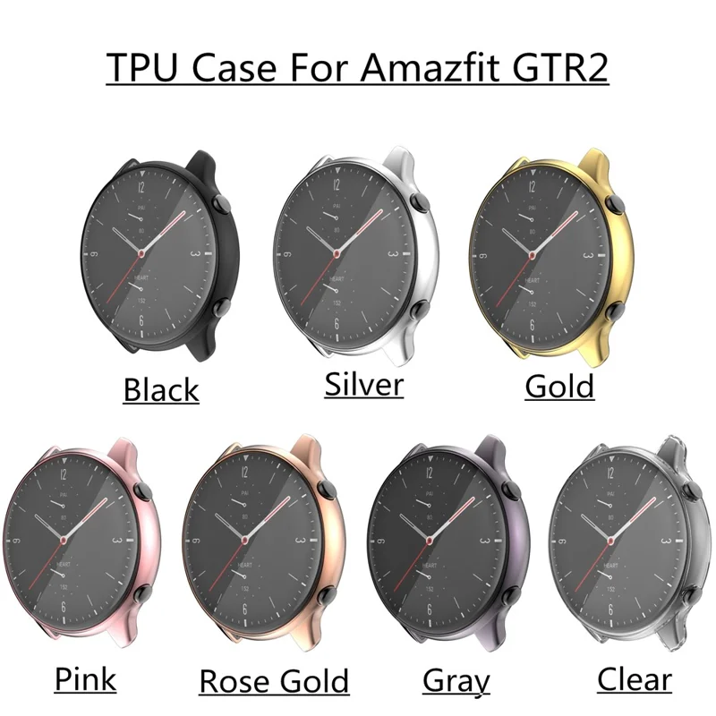Soft TPU Electroplated Anti-Scratch Smart Watch Frame Case Cover for Huami Amazfit GTR2 - Transparent