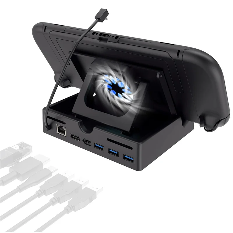 For Nintendo Switch 2 / Asus ROG Ally (2023) Multifunction Cooling Dock Expansion Hub PD 100W Fast Charging Stand with Fan