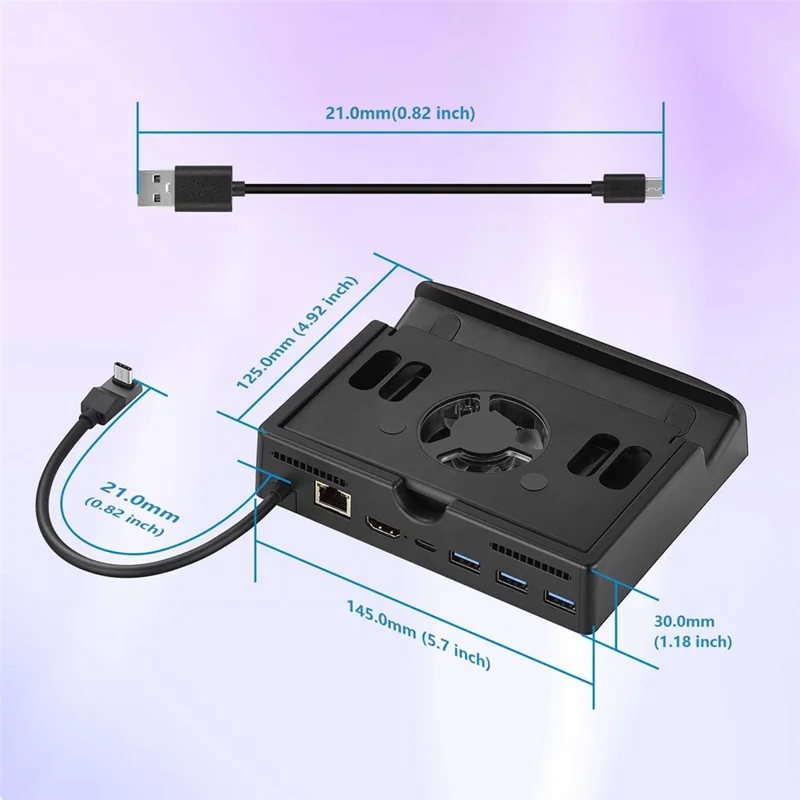 For Nintendo Switch 2 / Asus ROG Ally (2023) Multifunction Cooling Dock Expansion Hub PD 100W Fast Charging Stand with Fan