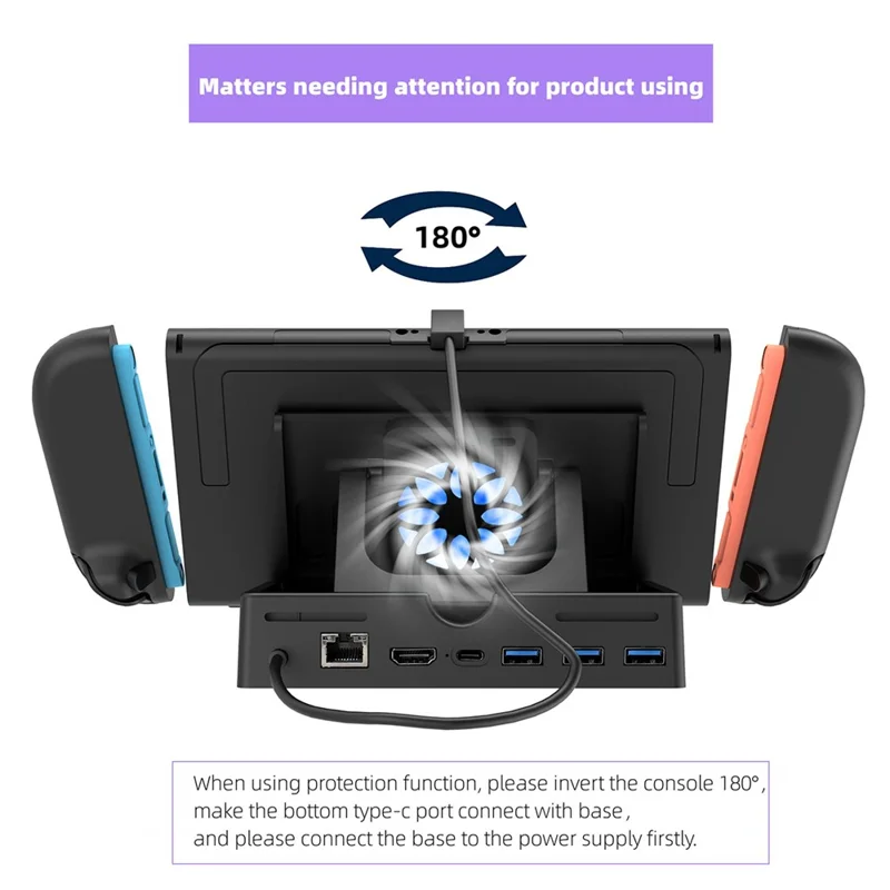 For Nintendo Switch 2 / Asus ROG Ally (2023) Multifunction Cooling Dock Expansion Hub PD 100W Fast Charging Stand with Fan