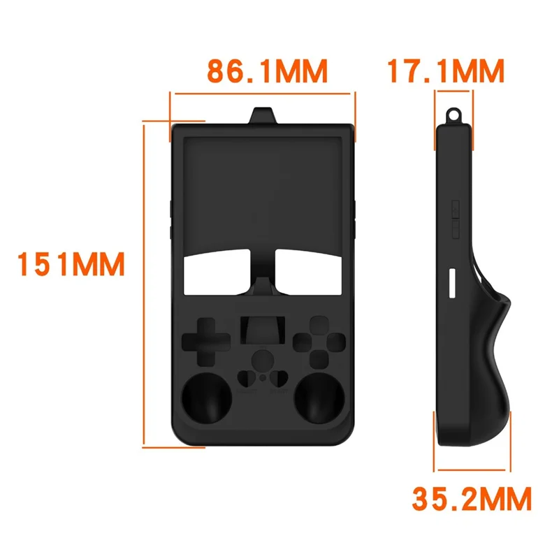 Funda de silicona para consola de juegos portátil R36 Max, resistente a golpes y antideslizante - Negro