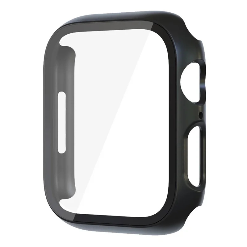 Watch Case For Apple Watch Series 3 38mm  /  2 38mm  /  1 38mm Matte Rubberized PC Frame with Tempered Glass Screen Protector - Black