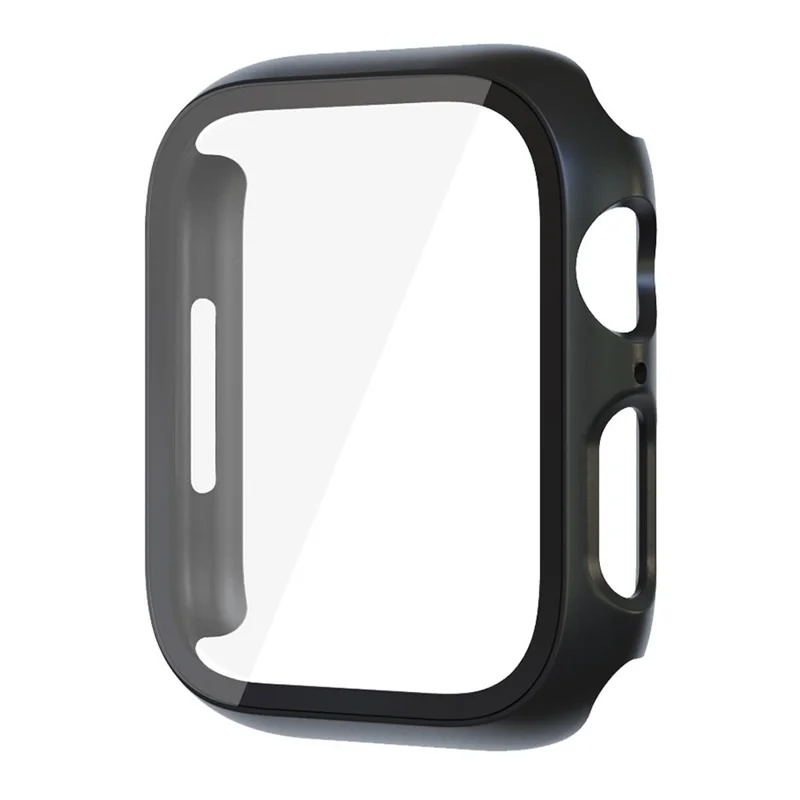 Watch Case For Apple Watch Series 3 42mm  /  2 42mm  /  1 42mm Matte Rubberized PC Frame with Tempered Glass Screen Protector - Black