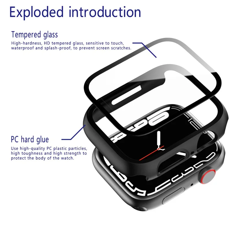 Watch Case For Apple Watch Series 3 42mm  /  2 42mm  /  1 42mm Matte Rubberized PC Frame with Tempered Glass Screen Protector - Black