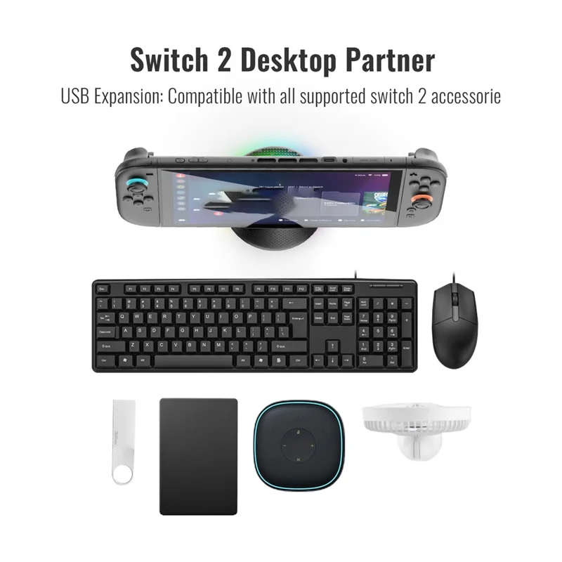 JYS-NS2289 Para Nintendo Switch 2 Soporte Portátil de Conversión de Vídeo con Puerto Ethernet Gigabit y Luz Ambiente RGB