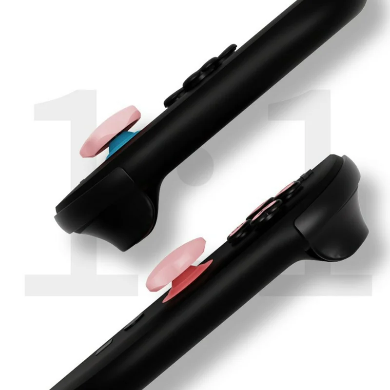 Ensemble de 7 Pièces pour Nintendo Switch : Capuchons de Joystick et Boutons en Silicone Étoile et Cœur pour D-Pad et Touches ABXY - Rose+Blanc