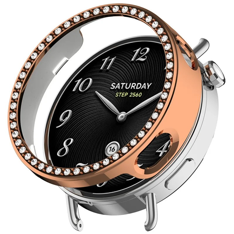 For Xiaomi Watch S4 41mm PC Case Rhinestone Decor Smartwatch Protective Cover - Rose Gold