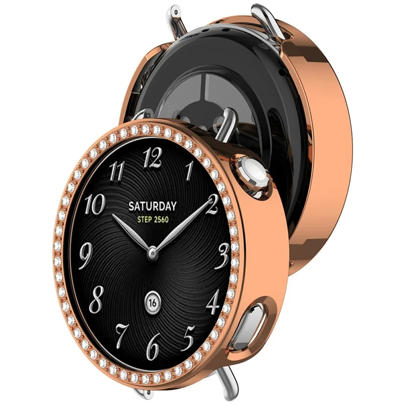 For Xiaomi Watch S4 41mm PC Case Rhinestone Decor Smartwatch Protective Cover - Rose Gold