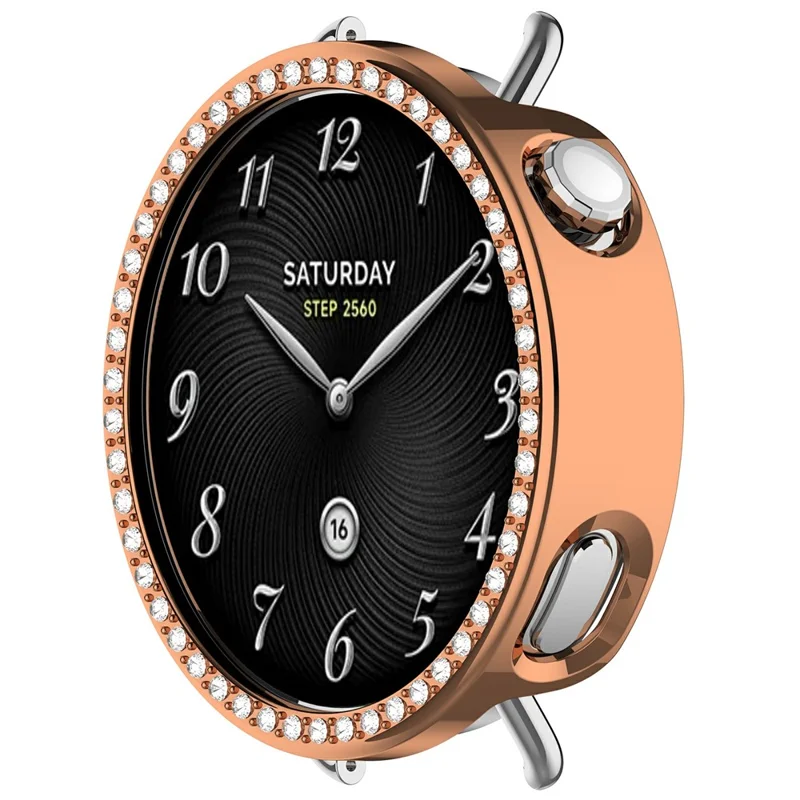 For Xiaomi Watch S4 41mm PC Case Rhinestone Decor Smartwatch Protective Cover - Rose Gold