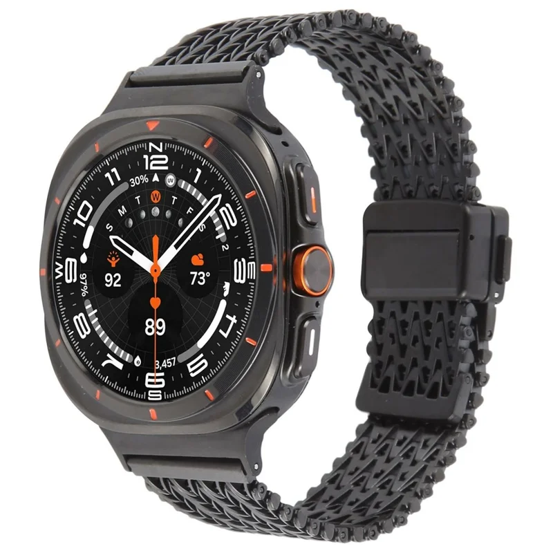 For Samsung Galaxy Watch Ultra 47mm Metal Smartwatch Band Magnetic Buckle Wrist Strap - Black