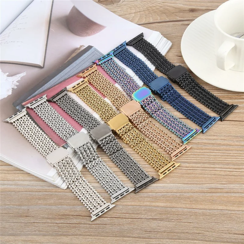 Metallarmband für Apple Watch Series 10 9 8 7 SE 6 5 4 3 2 1 42mm 41mm 40mm 38mm Magnetverschluss Armband - Schwarz