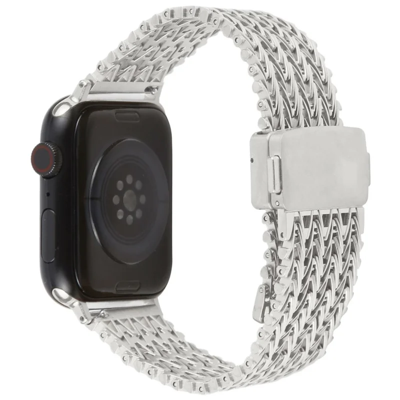 Bracelet de montre intelligent en métal pour Apple Watch Series 10 9 8 7 SE 6 5 4 3 2 1 42mm 41mm 40mm 38mm Boucle magnétique - Argent