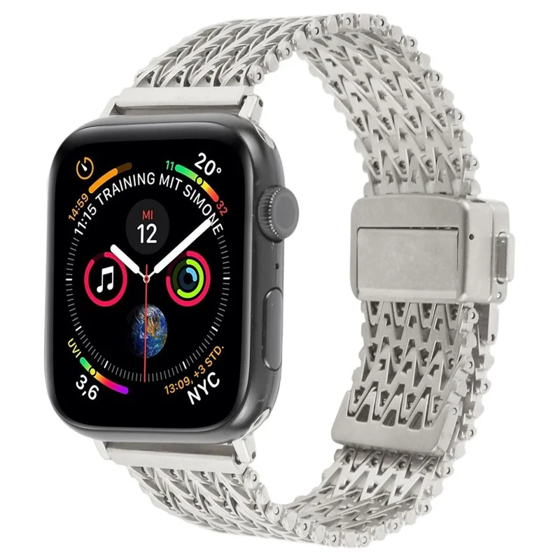 Bracelet de montre intelligent en métal pour Apple Watch Series 10 9 8 7 SE 6 5 4 3 2 1 42mm 41mm 40mm 38mm Boucle magnétique - Argent